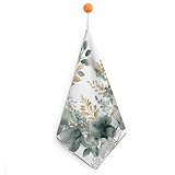 DWVTSLH Gesichtswaschlappen Gold und Grün Blätter Bedruckte Handtücher Weiches...