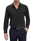 siliteelon Hemd Herren Langarm Schwarz Bügelfrei Stretch Herren Hemden Schwarze Matt...