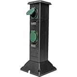 Kopp Energiesäule Garten mit 4 Schutzkontakt-Steckdosen 230 V I Außensteckdose Erdspieß...