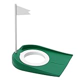 Golf-Putting-Matte aus Kunststoff, grün, Trainingshilfe mit verstellbarem Loch, weiße...