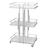 Rollwagen aus Metall mit feststellbaren Rädern, 3 Ebenen, Badezimmer, Trolley, Organizer...
