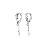 SLUYNZ 925 Sterling Silber CZ Creolen Tropfen für Frauen Damen Tropfen Huggie...