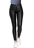Minetom Damen Lederhose Sexy PU Leder Look Skinny Leggings Hochwertige High Waist Stretch...
