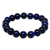 LKBEADS Unisex gem blue tiger's eye 10mm round smooth beads stretchable 7 inch bracelet...
