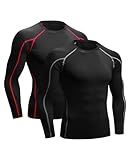 Niksa 2er Pack Herren Kompressionsshirt Funktionsshirt Langarm Sportshirt Fitnessshirt...