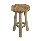 mgc24 Teakholz-Hocker - Stabiler 3-Bein Blumenständer aus Massivholz, handgefertigt aus...