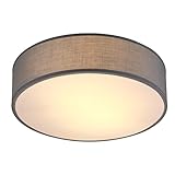 MONZANA® Deckenlampe Stoff Wohnzimmer Schlafzimmer E27 Grau 30cm Rund 1-Flammig...