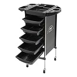 Freistehend Friseurwagen mit 5 ausziehbaren Schubladen Faltbare Gerätehalter, 6 Etagen...