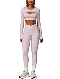 AGYMNX 2-teiliges Workout-Set für Damen, nahtlos, hohe Taille, ausgestellte Leggings,...