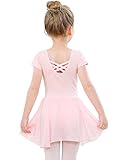 Ballettkleidung Mädchen Baumwolle Ballettkleid Balletttrikot Kurzarm Tanzkleid Tanzbody...