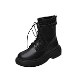 XCVFBVG Damenstiefel Herbst Winter Mode Mid Heels Boots Frauen Plattform Rutschfeste...