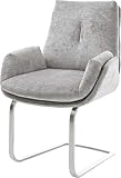 DELIFE Schwingstuhl Clea-Flex Freischwinger flach Edelstahl Chenille Silbergrau