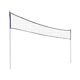Volleyballnetz, 4-seitiges Volleyball-Badminton-Spielnetz mit Standstange, blaues...