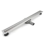 Elbe Duschrinne 70cm Extra Flach 304 Edelstahl Bodenablauf Komplettset Haarsieb...