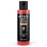 ARTEZA Craft Acrylfarbe, A204 Scharlachrot, 118 ml Flasche, wasserbasierte, mischbare,...