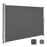 SONGMICS Alu-Seitenmarkise, ausziehbar, 180 x 350 cm, Blickdicht, Sonnenschutz,...
