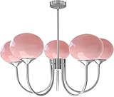 QTYQWC Goldkugel-Sputnik-Kronleuchter mit 5 Leuchten, Moderne rosa...