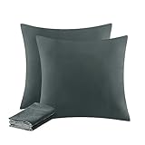 Aisbo Kissenbezug 80x80 2er Set - Kopfkissenbezug 80 x 80 Anthrazit mit Reißverschluss...