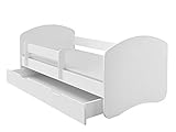 Kinderbett Jugendbett mit einer Schublade und Matratze Weiß ACMA II (180x80 cm +...