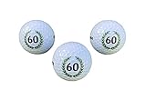 LL-Golf ® 3er Set 60 er Geburtstag Golfbälle mit Happy Birthday Motiv in...