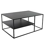 osoltus Cube Industrial Beistelltisch Couchtisch aus Metall schwarz 90x60x45 cm