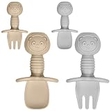 Vicloon Babylöffel, 4 Stück Baby Fütterlöffel aus Extra Weich Silikon, BPA...