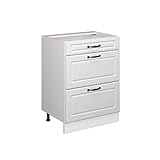 Vicco Küchenunterschrank R-Line, Weiß Landhaus/Weiß, 60 cm mit Schubladen,...
