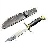 Gdekls Jagdmesser mit Lederscheide, 26cm Gesamtlänge, Messingbeschläge, Schwarzer Griff,...