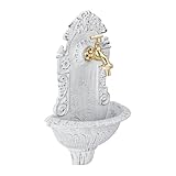 Relaxdays Wandbrunnen antik, mit Wasserhahn, nostalgisch, Waschbecken Garten,...