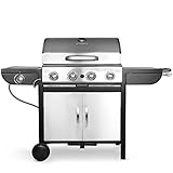 4+1 Brenner Gasgrill, Gasgrill Master mit Seitenkochfeld, BBQ Grillwagen Gas aus...