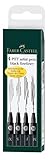 FABER-CASTELL 167115 - Tuschestifte Pitt Artist Pen, 4er Packung, Inhalt: M, F, S, XS,...