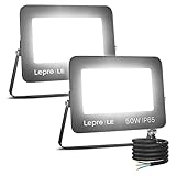 Lepro 50W LED Strahler Außen 2 Stücke, 4250LM Superhell Außenstrahler, IP65 Wasserdicht...
