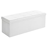 SONGMICS 110 cm Sitzbank mit Stauraum, Sitztruhe, Aufbewahrungsbox, Fußhocker, faltbar,...