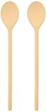 teemando® 2 X stabiler Marken-Kochlöffel aus Holz, 30 cm, ovaler Kochlöffel zum Kochen...