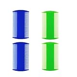 Läusekamm, 4 Stück Flohkamm, Plastik Doppelseitig Nissenkamm, Haustierkamm,...