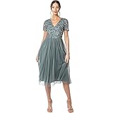 Maya Deluxe Damen Midi-Kleid mit V-Ausschnitt, Verziert Brautjungfernkleid,...
