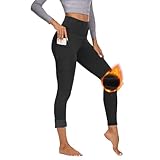 Gayhay Thermo Sport Leggings Damen mit Taschen Gefütterte Winter Sporthose Lang...