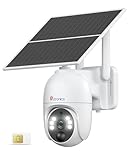 Ctronics 4G LTE Überwachungskamera Aussen Solar Kabellos mit SIM Karte, 2K HD PTZ IP...