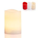 Flower Power Schlaraffenland LED Kerze PARVO | 7,5x10 cm | creme | Echtwachs |...