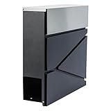 axentia wetterfester Briefkasten anthrazit/Silber mit Zeitungsfach, ca. 37x37x11...