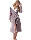 Morgenstern Bademantel Damen mit Kapuze 100% Baumwolle Frottee OEKO-TEX® Morgenmantel...