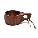 Laikoutd Finnland Kuksa Tragbare Kaffeetasse Aus Akazienholz Seilhaken Aus Rindsleder Saft...