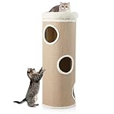 COSTWAY Kratztonne 4 Ebenen, 113 cm hoch, Katzentonne mit 3 Höhlen, 2...