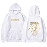 Damen-Kapuzenpullover mit Aufschrift 'Jesus God Is Good All The Time', Y2K-Buchstabe,...