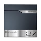 Metzler Briefkasten Anthrazit RAL 7016 mit Zeitungsfach, personalisiert mit...