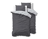 ‎Sleeptime 100% Baumwolle Bettwäsche 135cm x 200cm 4teilig Grau/Anthrazit - weich &...