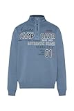 Camp David Herren Pullover mit Troyer-Kragen, Tapes und Logo Prints Nordic Blue XXL