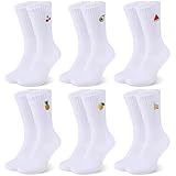 taonganui 6 Paar Weiß Tennissocken Socken Damen & Herren Crew Socks mit Motiv,...