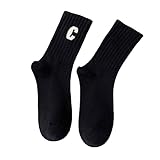 Damen gekämmte Baumwolle gestickter Buchstabe Big C Sportsocken im College-Stil...