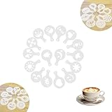 HJIAMA Kaffee Deko Schablonen 32 Teile, Schablonen für Cappuccino Set mit...